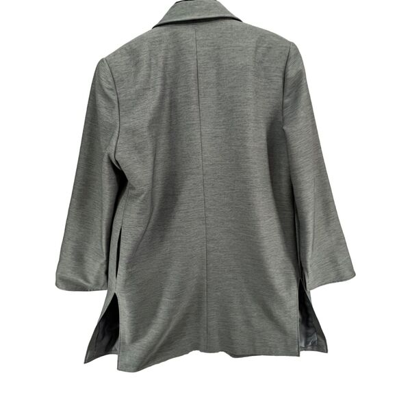 Larry Levine Suit Jacket Women 10 Gray Minimalist Career Longline Blazer Classic - Picture 5 of 15